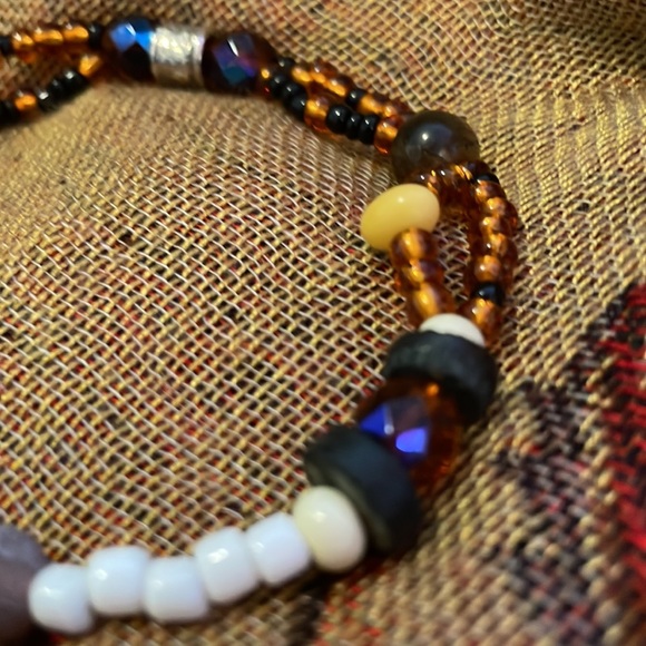 Handmade Jewelry Unisex Bracelet w New & Upcycled Beads Like Tiger’s Eye & Amber - Picture 2 of 5
